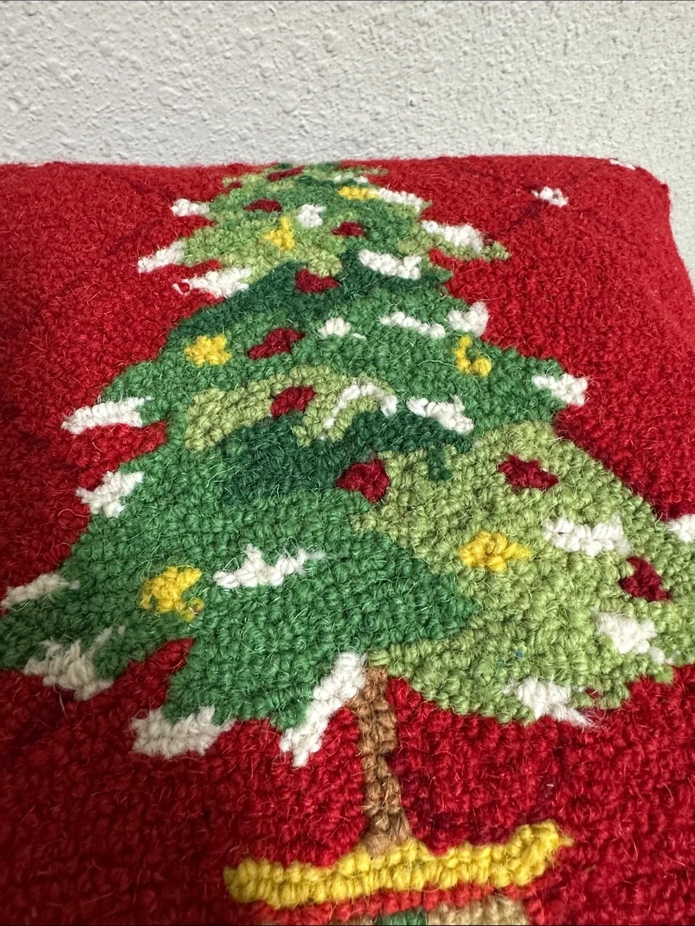 Festive Red Christmas Tree Holiday Throw Pillow